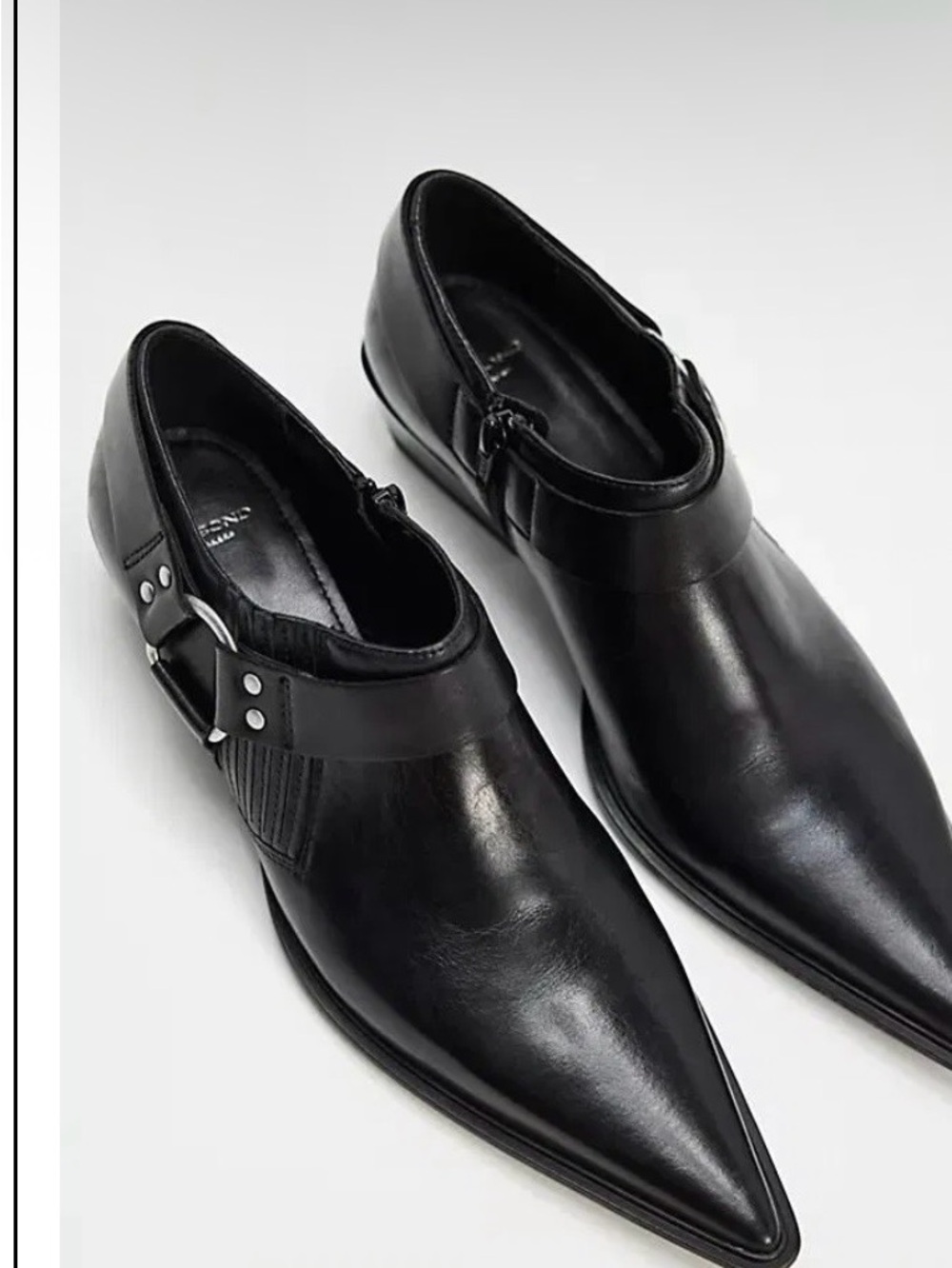 Vagabond Black Pointed Leather Monk Strap Oxfords